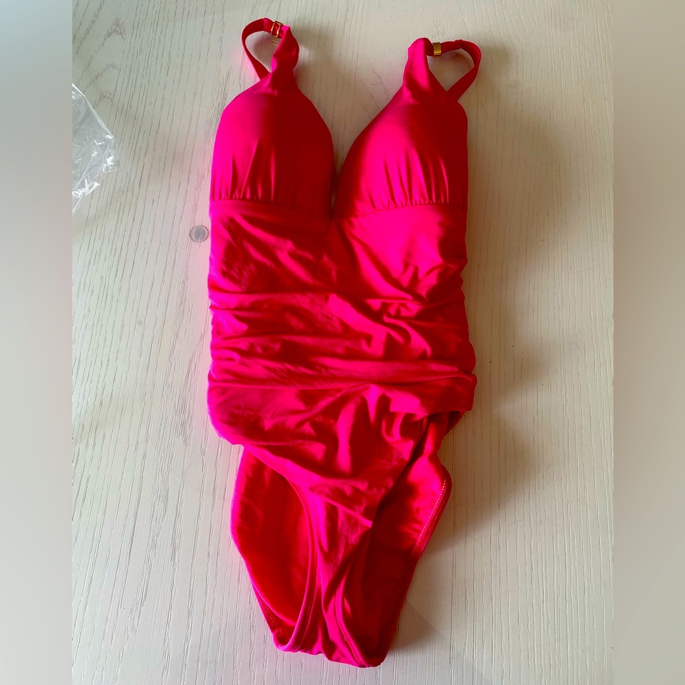 NEW Ralph Lauren Pink Swimsuit one piece - low tie back - size 12 - cute cute!